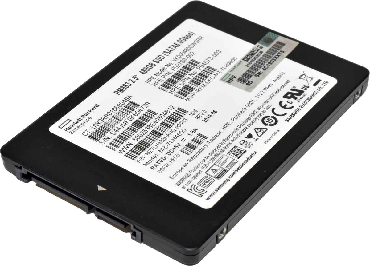 HP Samsung PM883 480GB 2.5“ 6Gbps SATA SSD MZ-7LH4800 P02760-002 P04573-003