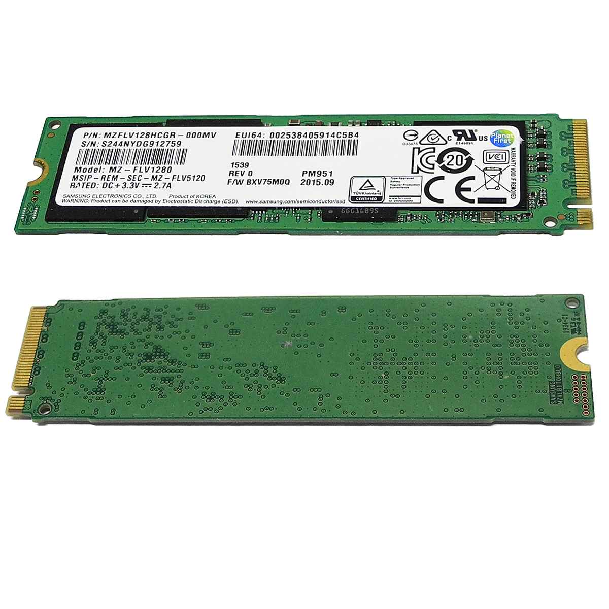 Samsung PM951 MZ-FLV1280 SSD 128GB M.2 2280 PCIe Gen3.0 x4 NVMe Samsung PM951 MZ-FLV1280 SSD 128GB M.2 2280 PCIe Gen3.0 x4 NVMe