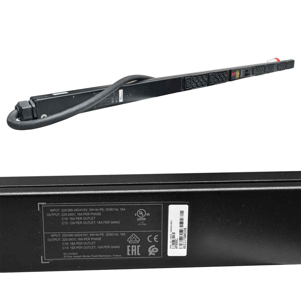 APC AP8881 Rack PDU 2G Metered 3-Phasen Null HE 11 kW 16A 230V 36x C13 6x C19 NEW NEU APC AP8881 Rack PDU 2G Metered 3-Phasen Null HE 11 kW 16A 230V 36x C13 6x C19