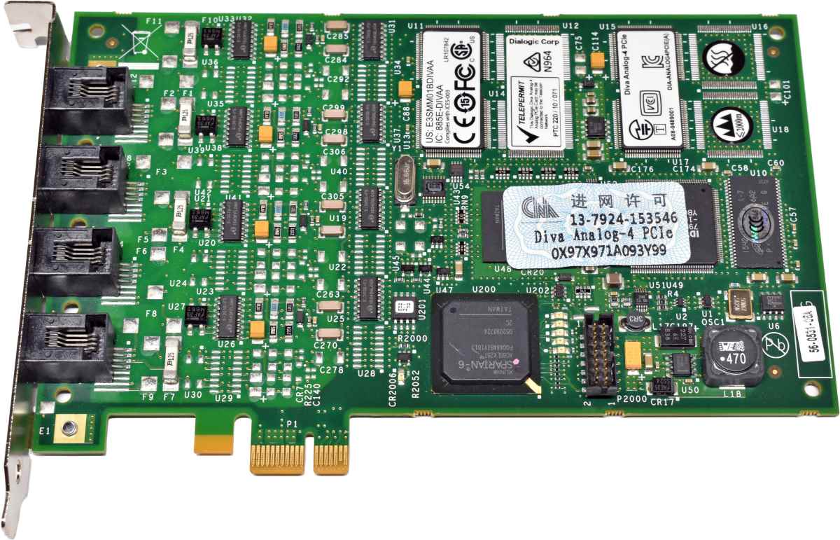 Dialogic Diva Analog-4 PCIe 50-0425-06A 56-0531-06A Voice Card 4x RJ-10 Dialogic Diva Analog-4 PCIe 50-0425-06A 56-0531-06A Voice Card 4x RJ-10