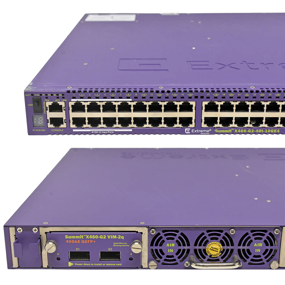 Extreme Summit X460-G2-48t-10GE4-Base 16702 48-Port RJ-45 GE Switch 4x 10G SFP+ 40G Module
