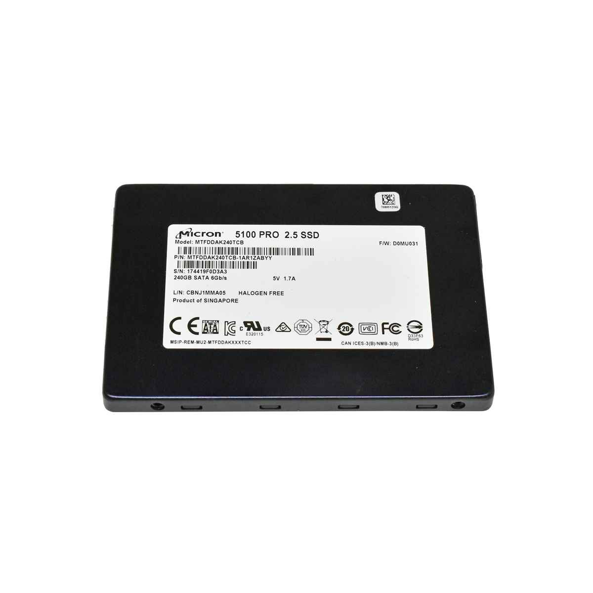 Micron 5100 PRO MTFDDAK240TCB-1AR1ZABYY 240GB SATA 6G 2.5“ SSD Micron 5100 PRO MTFDDAK240TCB-1AR1ZABYY 240GB SATA 6G 2.5“ SSD
