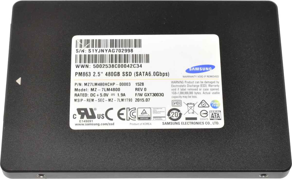 Samsung PM863 MZ-7LM4800 480GB 2.5" 6G SATA SSD ProLiant DL G8 G9 G10 Samsung PM863 MZ-7LM4800 480GB 2.5" 6G SATA SSD ProLiant DL G8 G9 G10