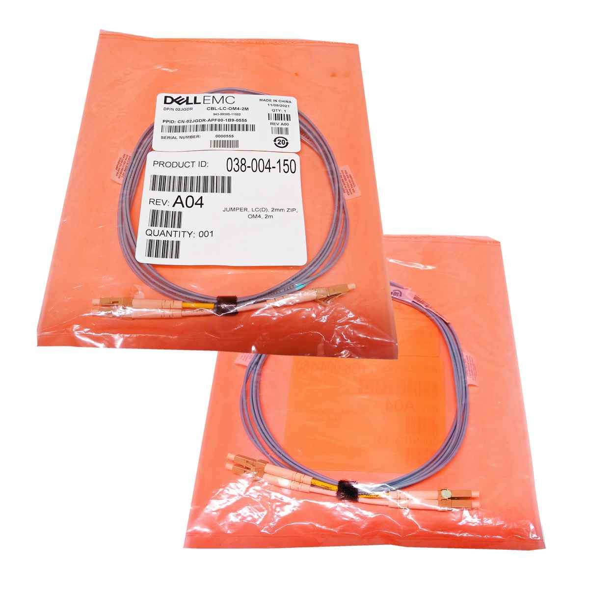 DELL EMC CBL-LC-OM4-2M Jumper, LC 2mm OM4, 2M Optical Patch Cable 02JGDR DELL EMC CBL-LC-OM4-2M Jumper, LC 2mm OM4, 2M Optical Patch Cable 02JGDR