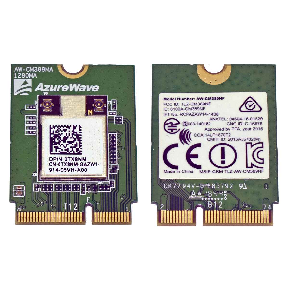 Dell AzureWave AW-CM389MA 0TX8NM Dual Band 802.11a/b/g/n/ac W-Lan Adapter Dell AzureWave 0TX8NM Dual Band 802.11a/b/g/n/ac AW-CM389MA W-Lan Adapter