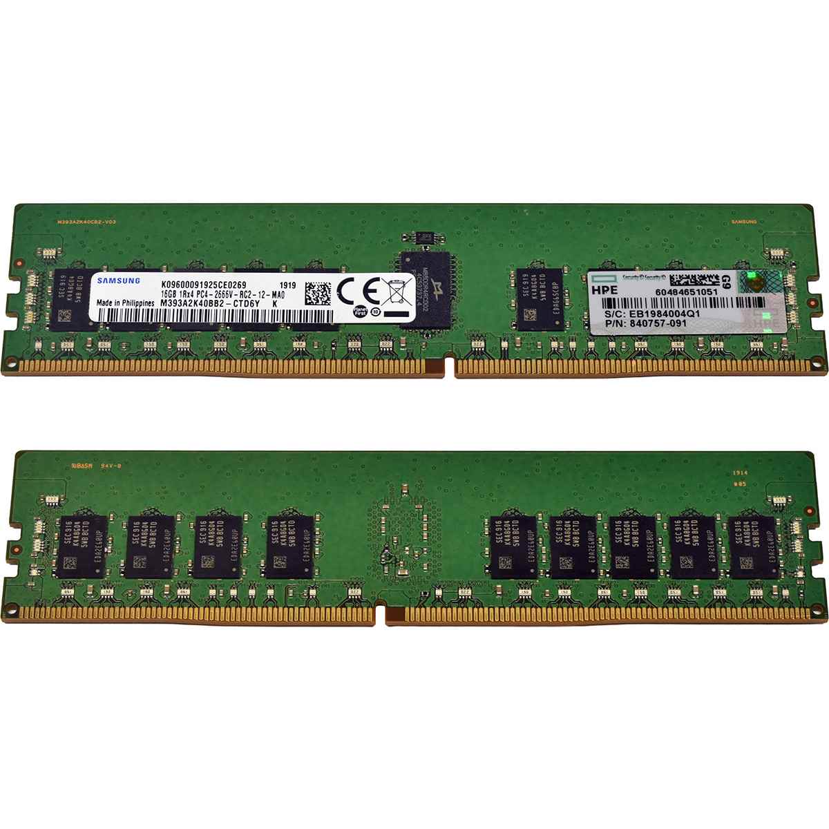 HP Samsung 16GB 1Rx4 PC4-2666V-RC2-12 Server RAM ECC DDR4 M393A2K40BB2-CTD 840757-091