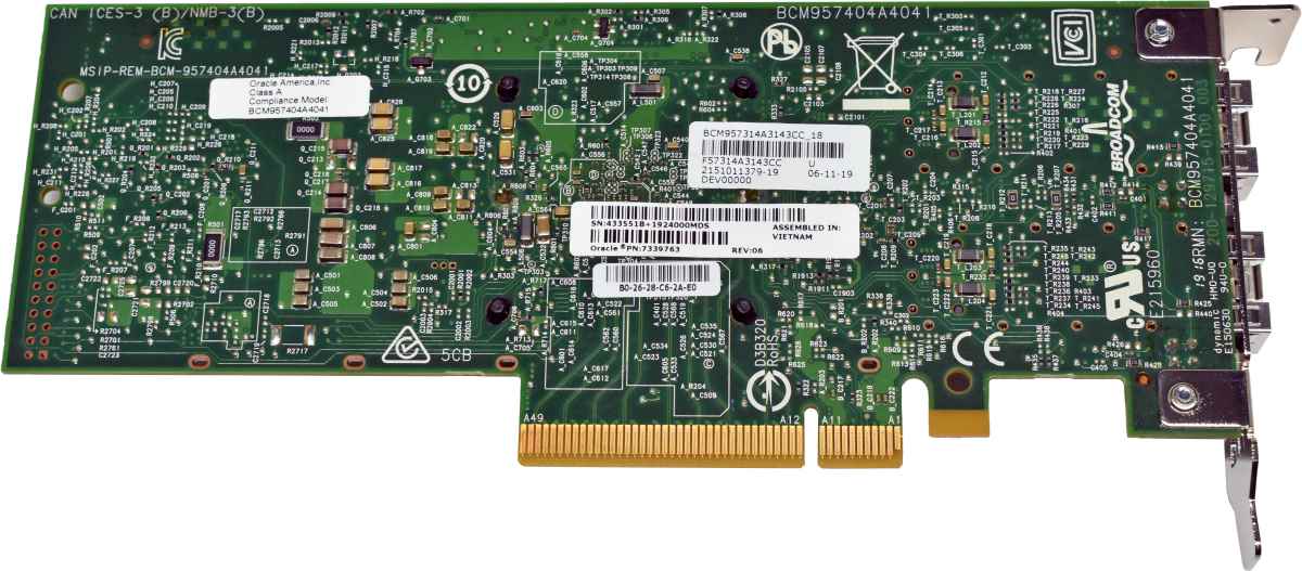 Sun Oracle Broadcom 7339763 BCM957404A4041 Dual-Port 25G SFP28 PCIe x8 NIC LP Sun Oracle Broadcom 7339763 BCM957404A4041 Dual-Port 25G SFP28 PCIe x8 NIC LP