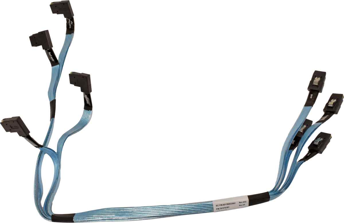 HP Quad-MiniSAS Data Cable 781579-001 SFF-8087 - SFF-8087 angled HP Quad-MiniSAS Data Cable 781579-001 SFF-8087 - SFF-8087 angled
