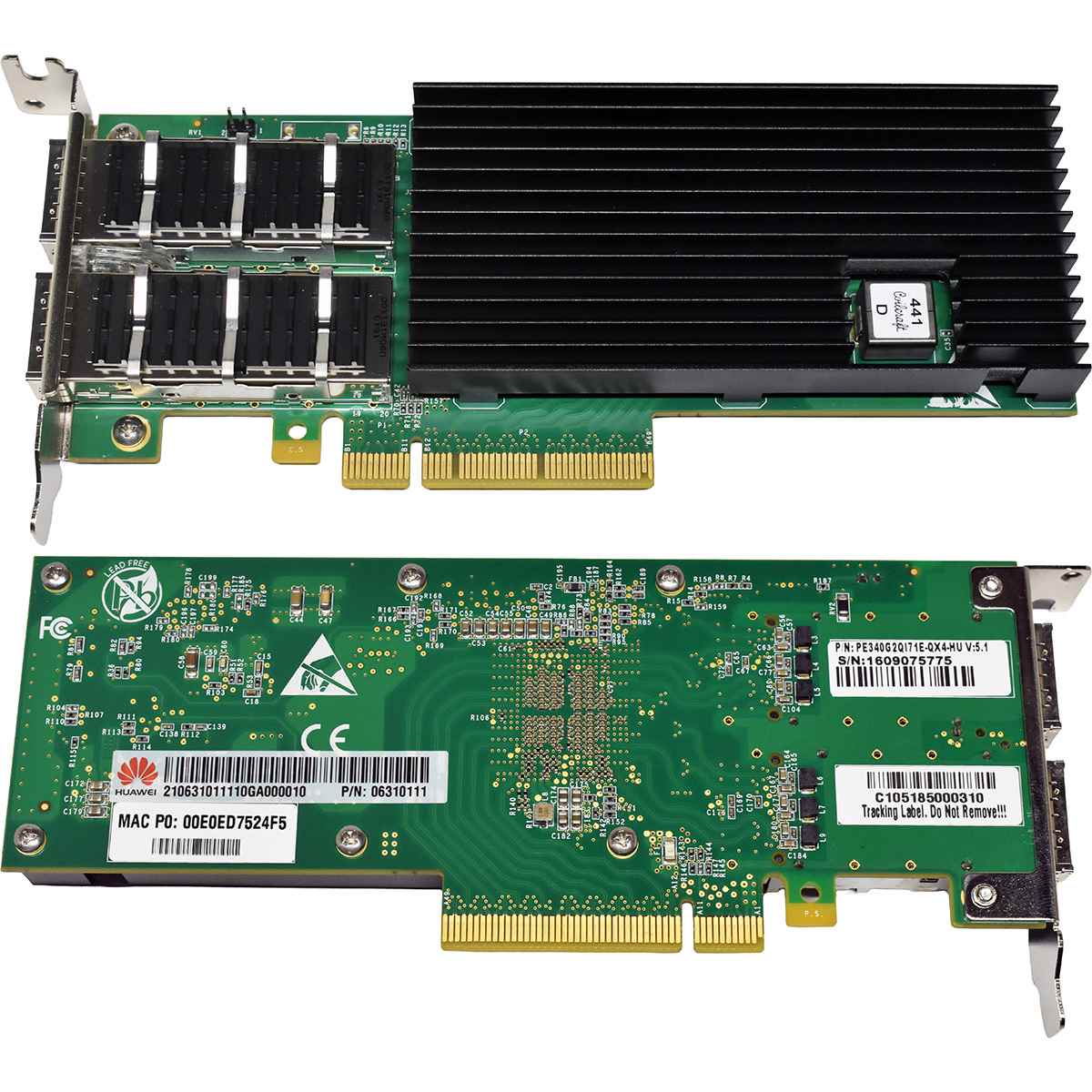 Huawei PE340G2QI71E-QX4-HU Dual-Port NIC 40G QSFP+ PCIe x8 LP Huawei PE340G2QI71E-QX4-HU Dual-Port NIC 40G QSFP+ PCIe x8 LP