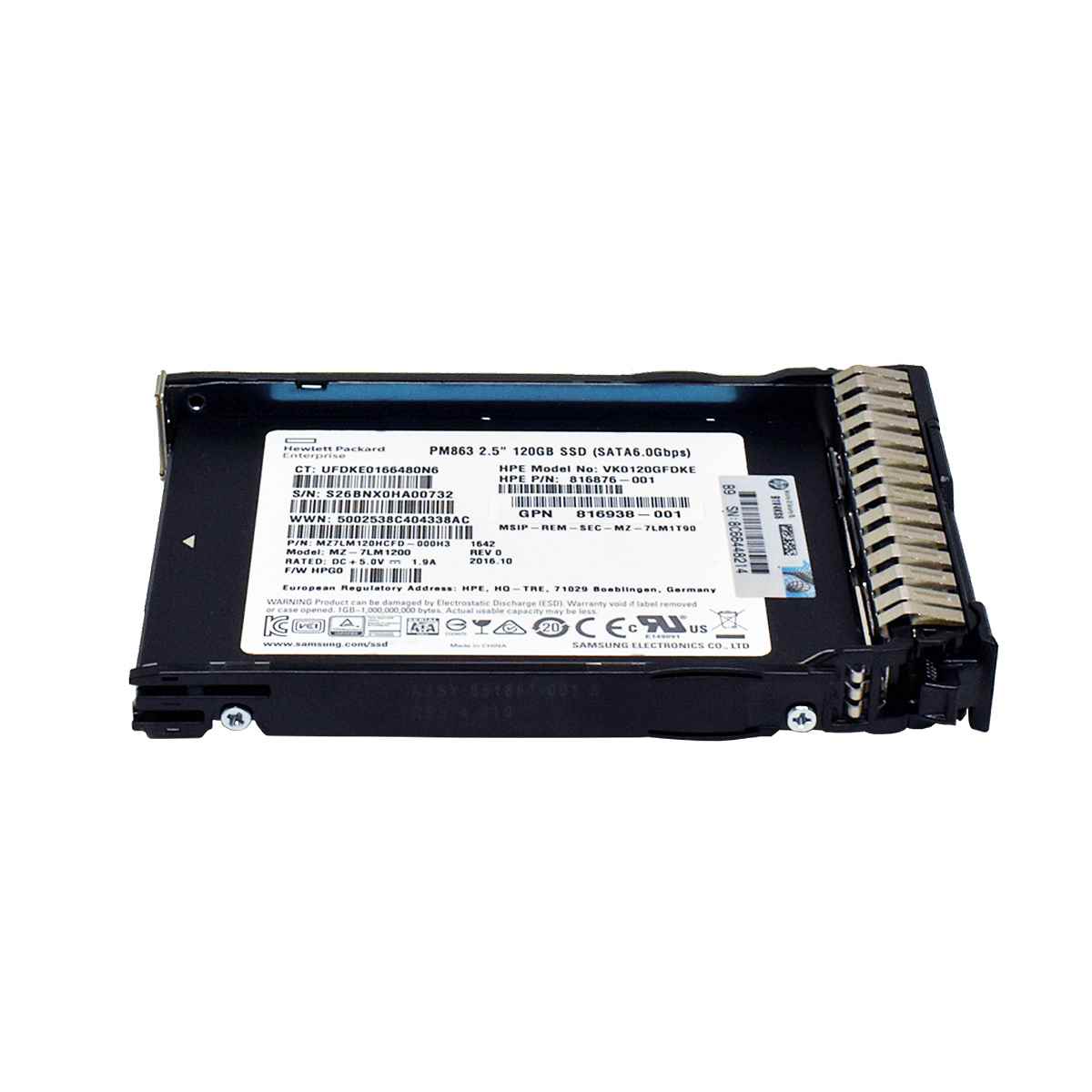 HP 120 GB SATA 6Gb SSD MZ-7LM1200 816876-001 mit Rahmen für ProLiant DL G8 G9 HP 120 GB SATA 6Gb SSD MZ-7LM1200 816876-001 mit Rahmen für ProLiant DL G8 G9