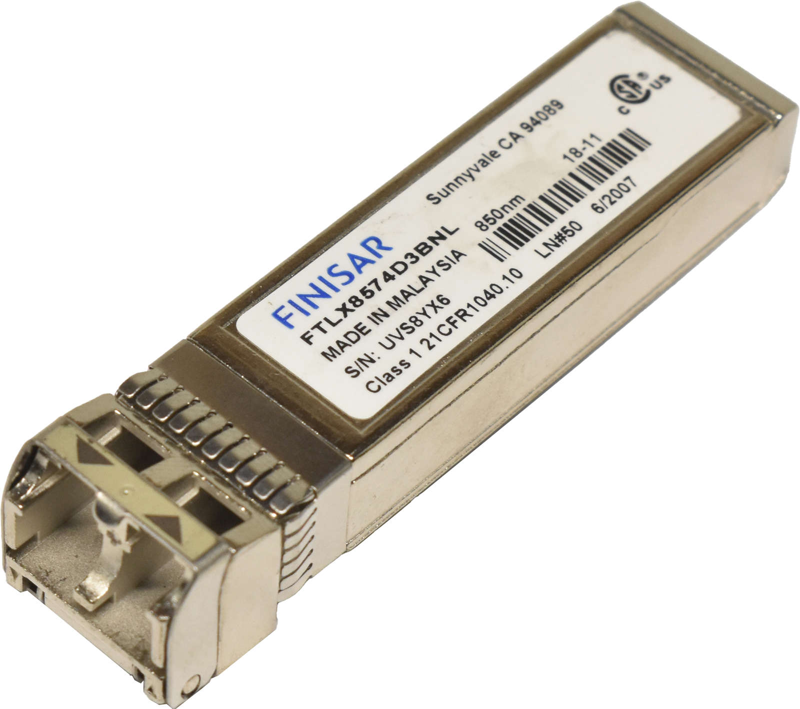 Finisar-GBIC-FTLX8574D3BNL-10G-SFP-850nm-400m-Tran-001.jpg Finisar GBIC FTLX8574D3BNL 10G SFP+ 850nm 400m Transceiver