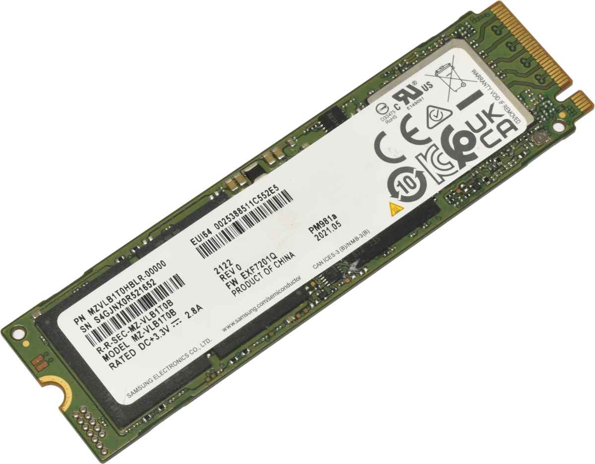 Samsung PM981a MZ-VLB1T0B SSD 1024GB M.2 2280 PCIe Gen3.0 x4 NVMe MZVLB1T0HBLR-000L7