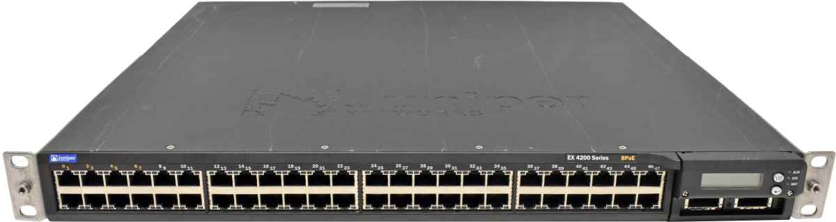 Juniper EX4200-48T 48-Port GE 8-Port PoE +Module 2x 10G XFP 1x PSU Juniper EX4200-48T 48-Port GE 8-Port PoE +Module 2x 10G XFP 1x PSU
