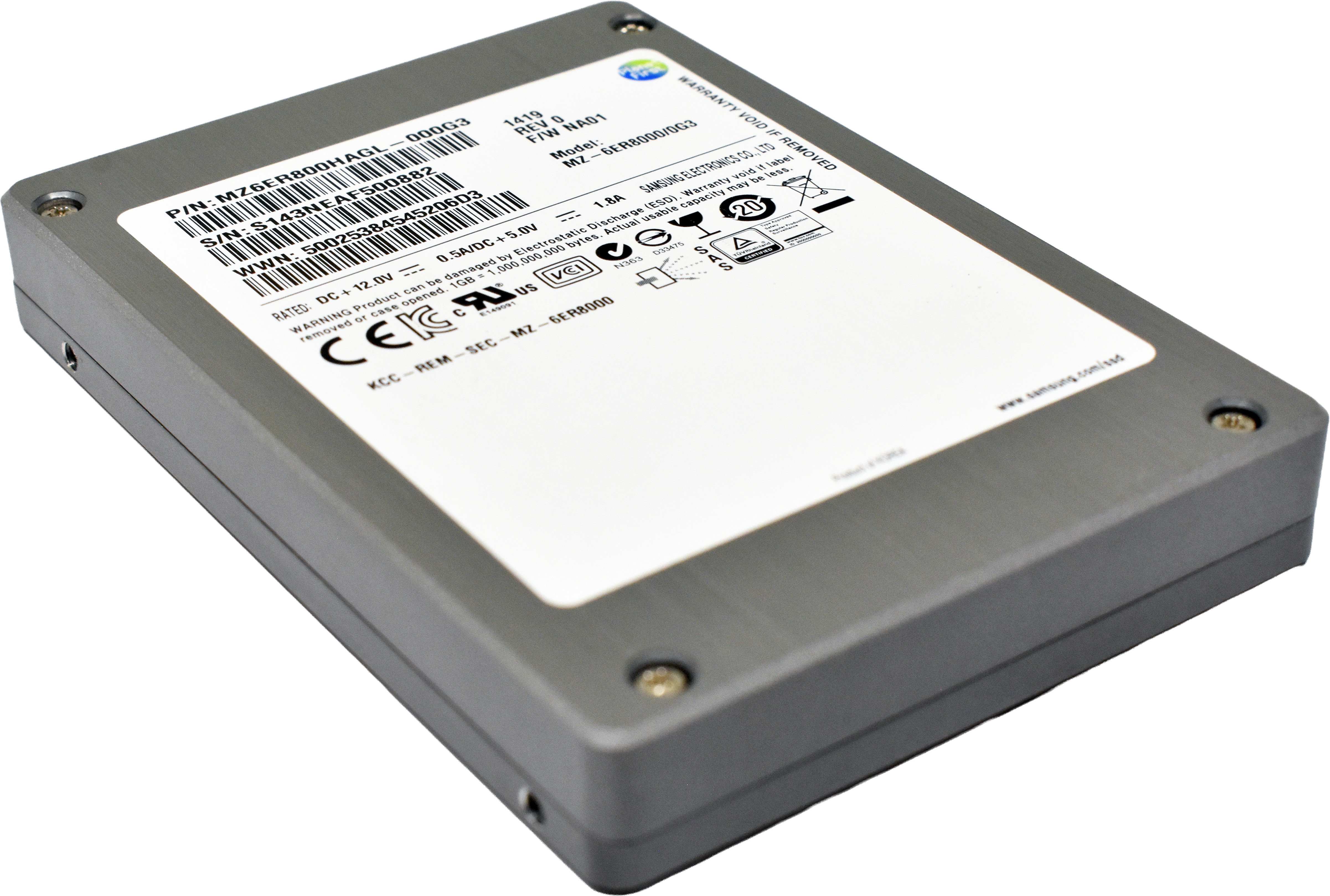 Samsung 800GB 2.5" 12G SAS SSD MZ-6ER8000/0G3 MZ6ER800HAGL-000G3 512 Bytes
