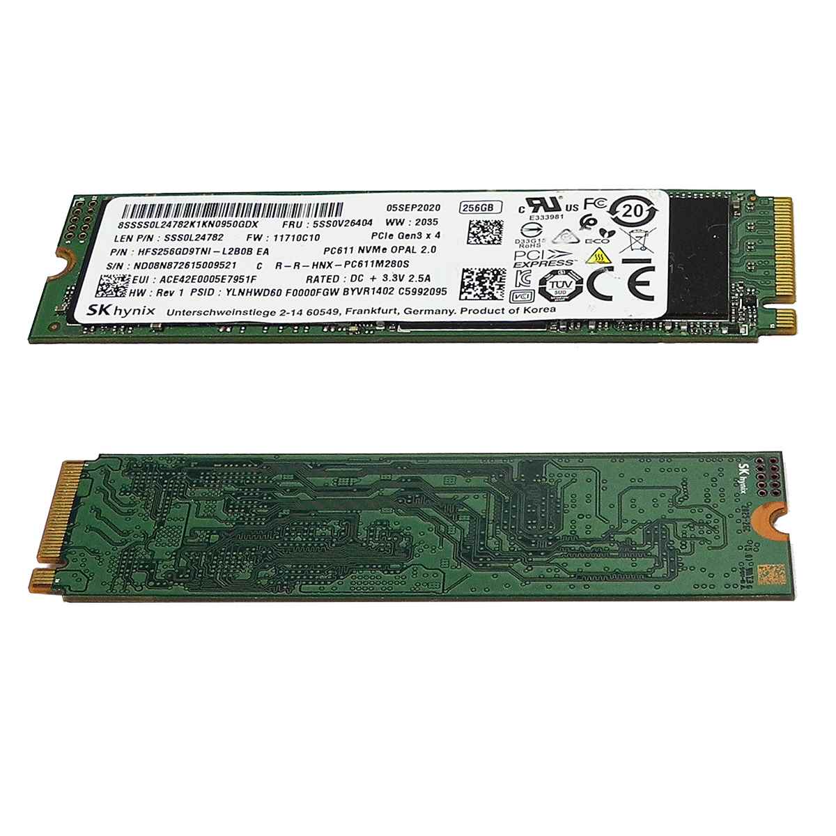 Lenovo 5SS0V26404 SK hynix SSD 256GB M.2 2280 PCIe Gen3.0 x4 NVMe Lenovo 5SS0V26404 SK hynix SSD 256GB M.2 2280 PCIe Gen3.0 x4 NVMe