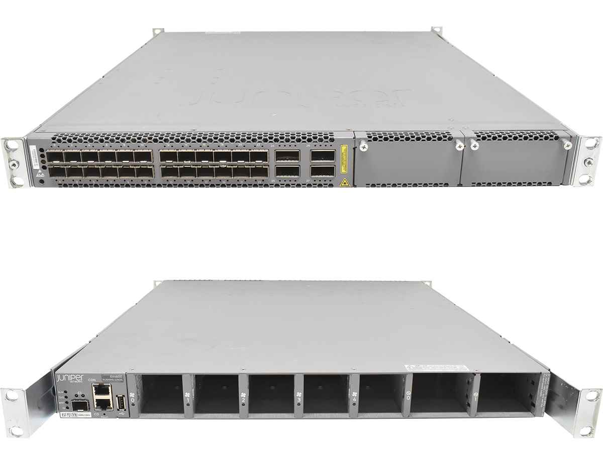 Juniper EX4600-40F 24-Ports SFP+ 10G 4-Ports QSFP+ 40G No OS No PSU No FAN +Rack Ears 520-056564 Juniper EX4600-40F 24-Ports SFP+ 10G 4-Ports QSFP+ 40G No OS No PSU No FAN +Rack Ears 520-056564