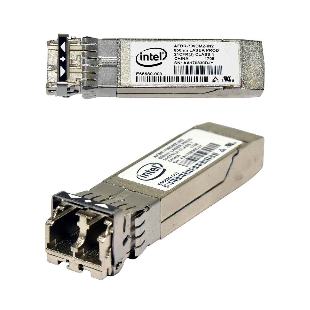 Intel Dell Avago E65689-003 0Y3KJN AFBR-709DMZ-IN2 10G SFP+ 850nm 300m LC Duplex Transceiver Module Intel Dell Avago E65689-003 0Y3KJN AFBR-709DMZ-IN2 10G SFP+ 850nm 300m LC Duplex Transceiver Module
