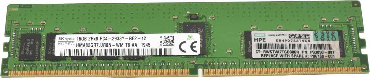 HP SKhynix 16GB 2Rx8 PC4-2933Y-R DDR4 RAM HMA82GR7JJR8N-WM P03050-091