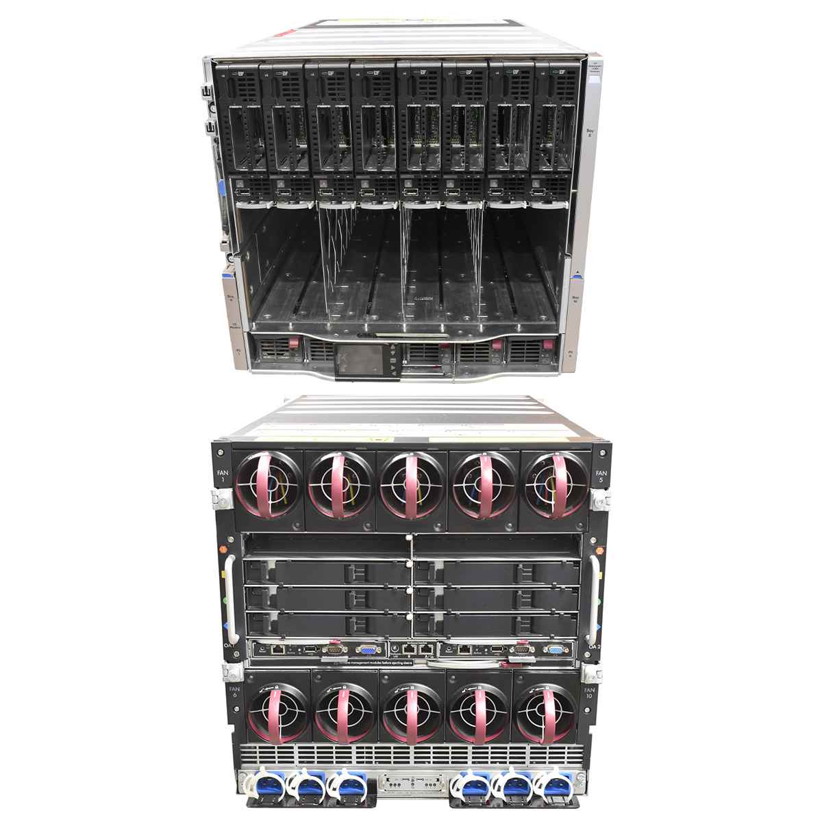 HP BladeSystem c7000 Enclosure 681844-B21 8xBL460C G10 2xPlatinum 8276 128GB RAM P204i P408e-M 2xSFF