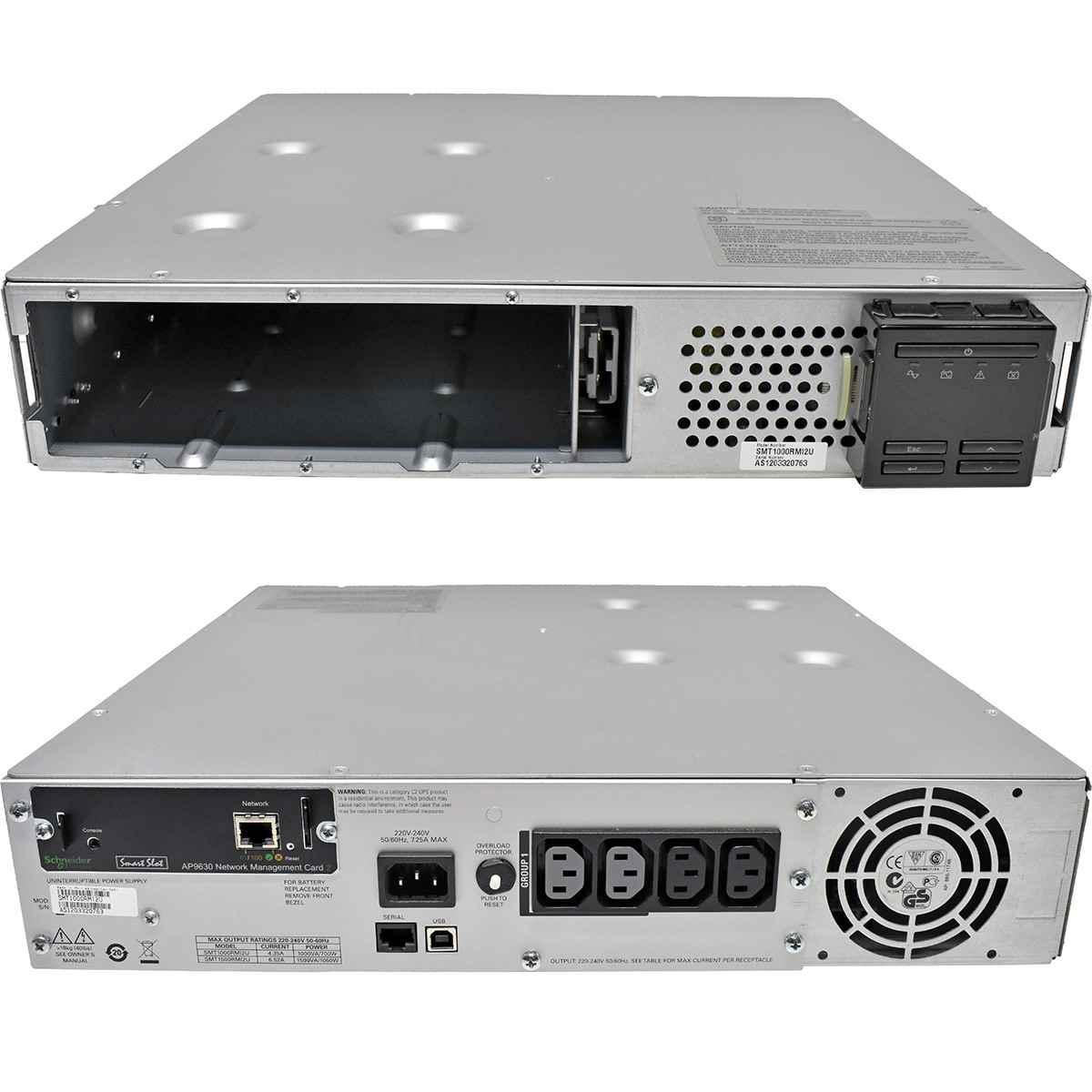 APC Smart UPS SMT1000RMI2U 1000VA 2HE USV +NIC AP9630 no Batteries no Front Bezel APC Smart UPS SMT1000RMI2U 1000VA 2HE USV +NIC AP9630 no Batteries no Front Bezel