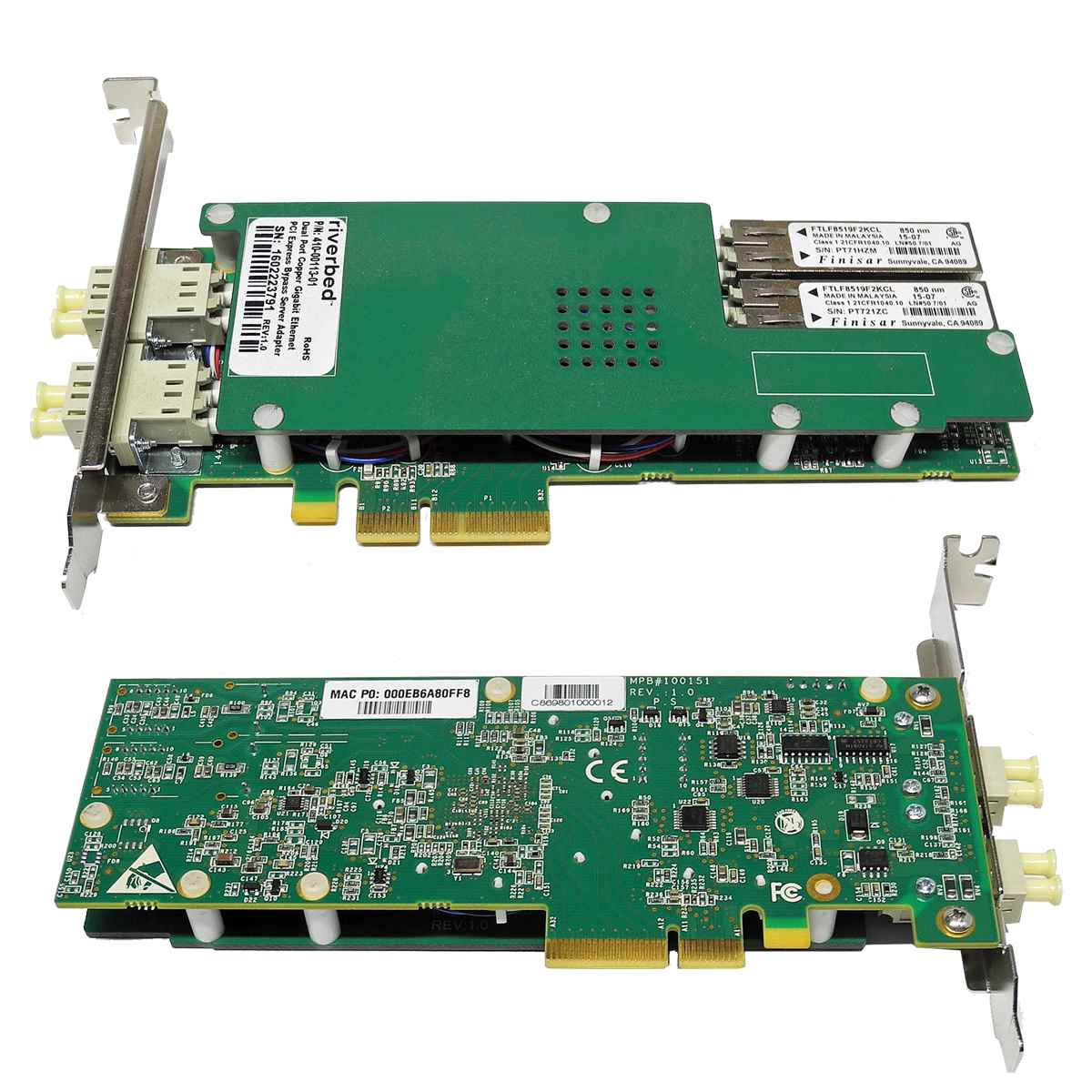 Riverbed Dual-Port Fibre Channel 1GbE PCIe x4 MMF Network Card 410-00113-01 Riverbed Dual-Port Fibre Channel 1GbE PCIe x4 MMF Network Card 410-00113-01
