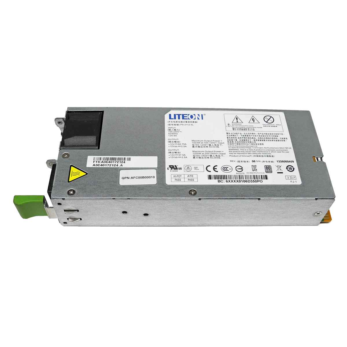 Fujitsu Liteon Power Supply/Netzteil PS-2112-5L 1200W Primergy CX400 S2, 420 S1 RX4770 M2 M3 Fujitsu Liteon Power Supply/Netzteil PS-2112-5L 1200W Primergy CX400 S2, 420 S1 RX4770 M2 M3