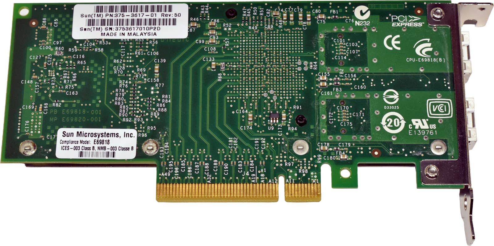 Sun-Intel-375-3617-01-Dual-Port-10G-SFP-PCIe-x8-Ne-004.jpg Sun Intel 375-3617-01 Dual-Port 10G SFP+ PCIe x8 Network Adapter LP
