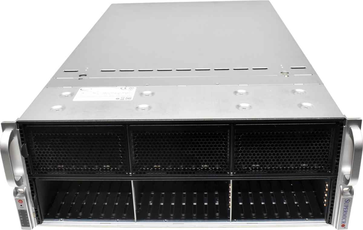 Supermicro CSE-418 H12DSG-0-GPU 2x EPYC7542 64GB RAM AOM-PCIe4-418N-1 24x SFF Supermicro CSE-418 H12DSG-0-GPU 2x EPYC7542 64GB RAM AOM-PCIe4-418N-1 24x SFF