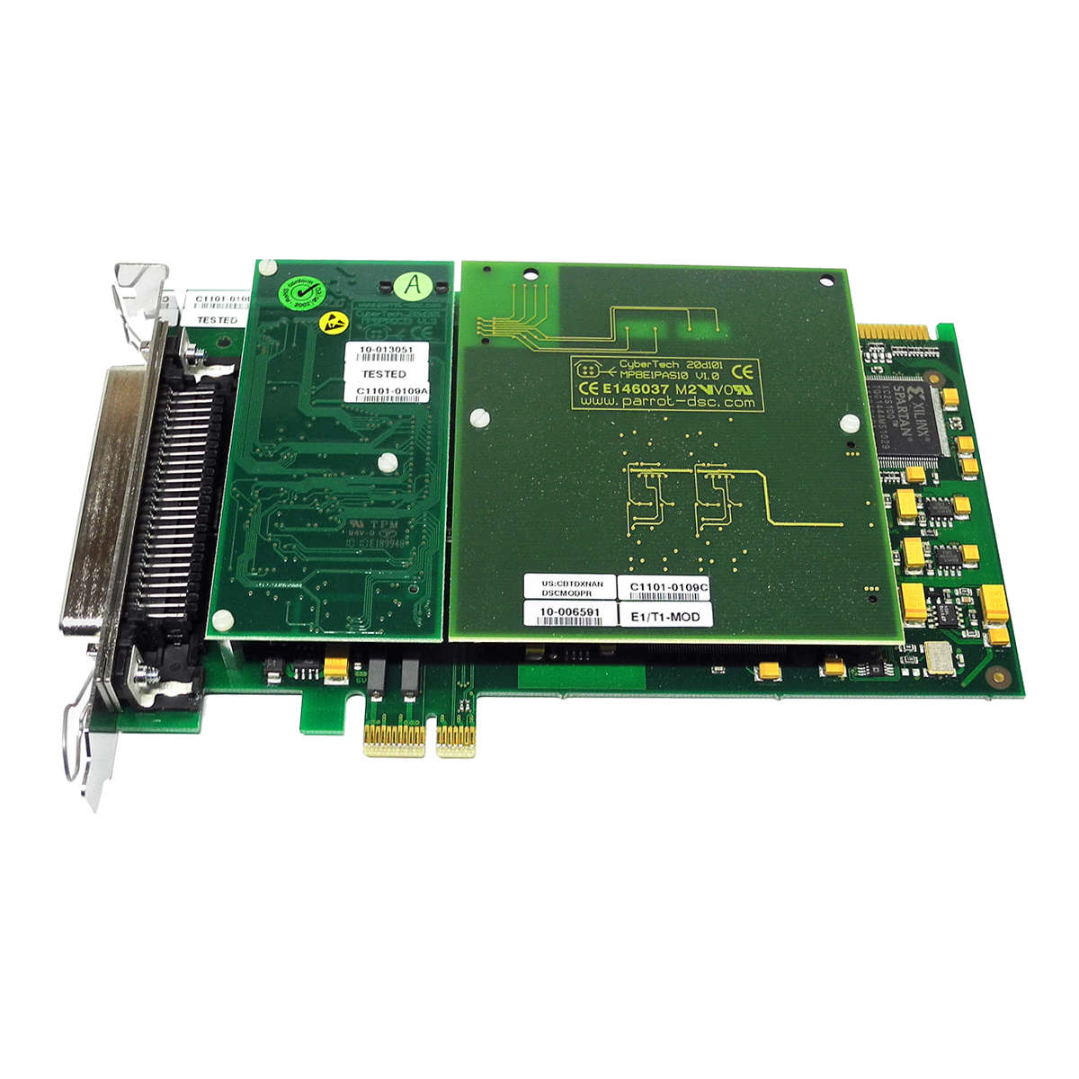 CyberTech-Parrot-DSC-20H402-MSPEB10-PCIe-x1-Tel-In-002.jpg CyberTech Parrot-DSC 20H402 MSPEB10 PCIe x1 Tel. Interface Card + 20d101 Module