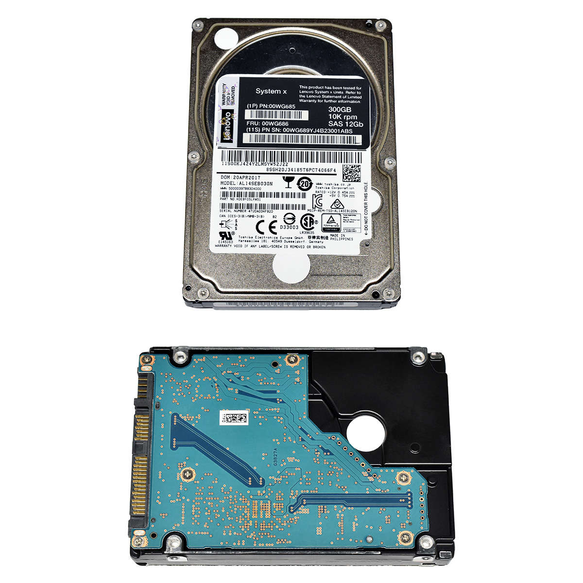 IBM Lenovo Toshiba 300GB 00WG686 00WG685 AL14SEB030N 12G 2.5" 10K SAS HDD
