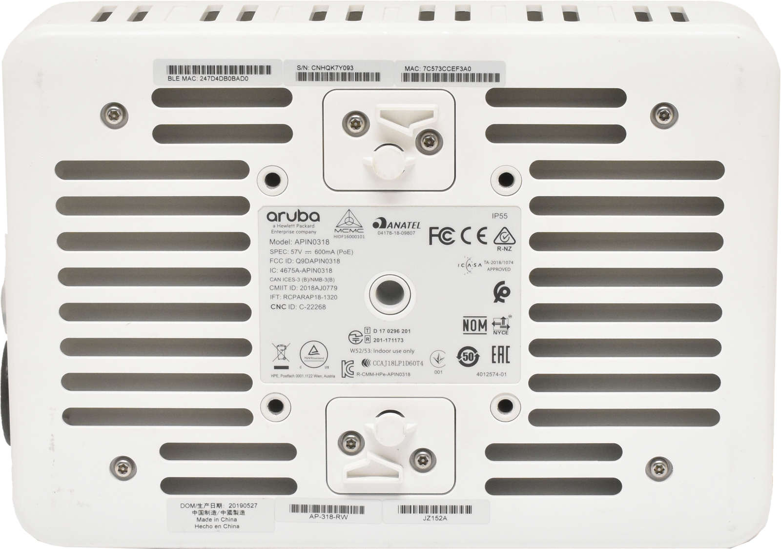 Aruba AP-318-RW Dual Radio 4x4:4SS MU-MIMO 5-GHz 802.11n/ac WLAN Access Point JZ152A