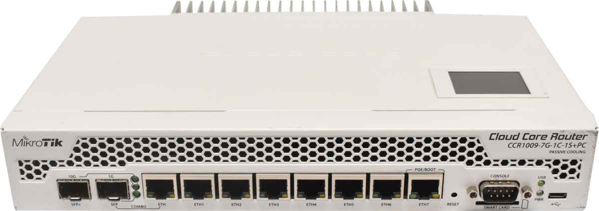 MikroTik Cloud Core Router CCR1009-7G-1C-1S+PC 7-Port 1G RJ-45 1-Port SFP+ 10G 1-Port SFP 1G ohne AC Adapter