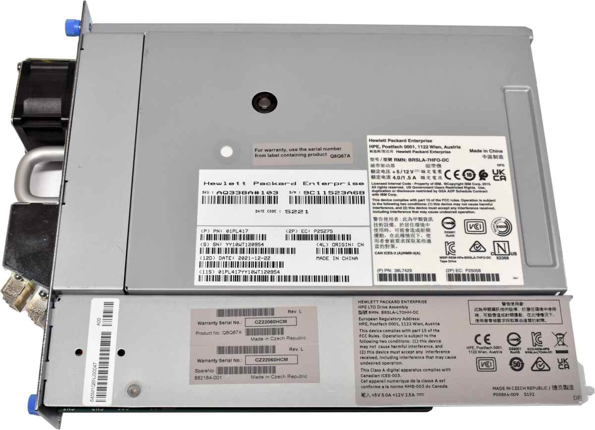 HP StoreEver StorageWorks LTO8 Drive Assembly Q6Q67A 882184-001 HP StoreEver StorageWorks LTO8 Drive Assembly Q6Q67A 882184-001