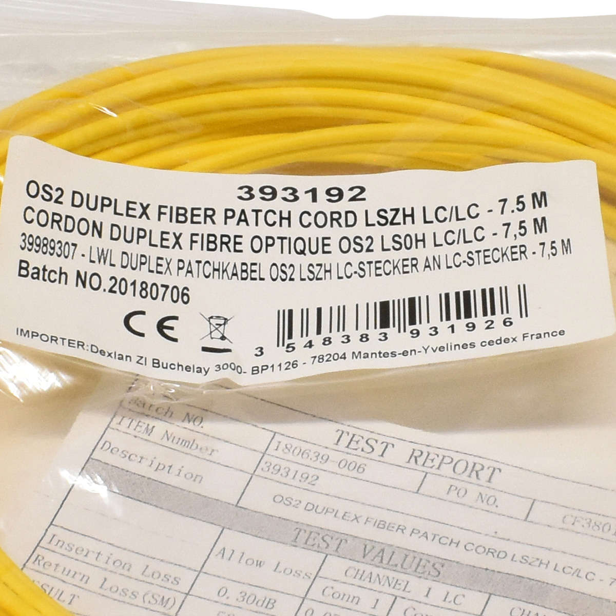 Corning-OS2-Duplex-Fiber-patch-Cord-GELB-LSZH-LC-L-002.jpg 80 x Corning OS2 Duplex Fiber patch Cord GELB LSZH LC/LC- 7,5m NEU NEW
