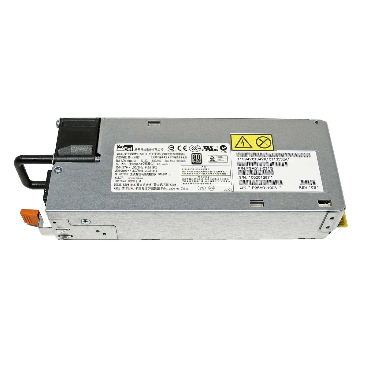 IBM-AcBel-FSA011-Power-Supply-Netzteil-550W-System-002.jpg IBM FSA011-030G Power Supply/Netzteil 550W System x3500 x3550 x3650 M4 43X3312