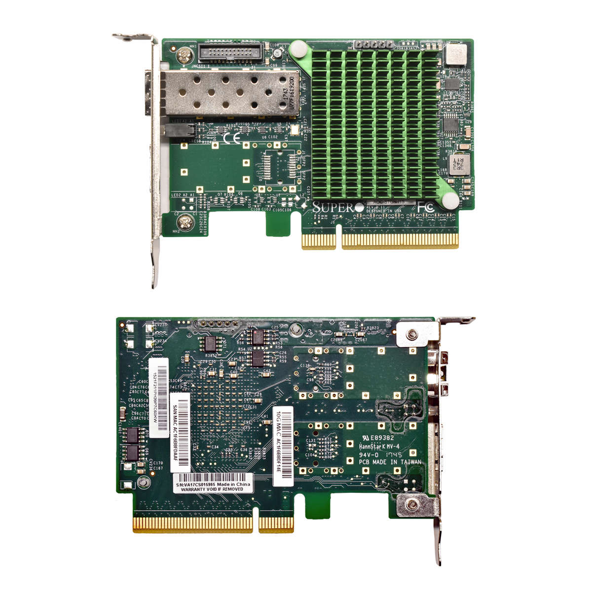 Supermicro-AOC-STGN-I1S-1-Port-FC-SFP-PCIe-x8-10Gb-003.jpg Supermicro AOC-STGN-I1S 1-Port FC SFP+ PCIe x8 10Gb Ethernet Network Adapter LP