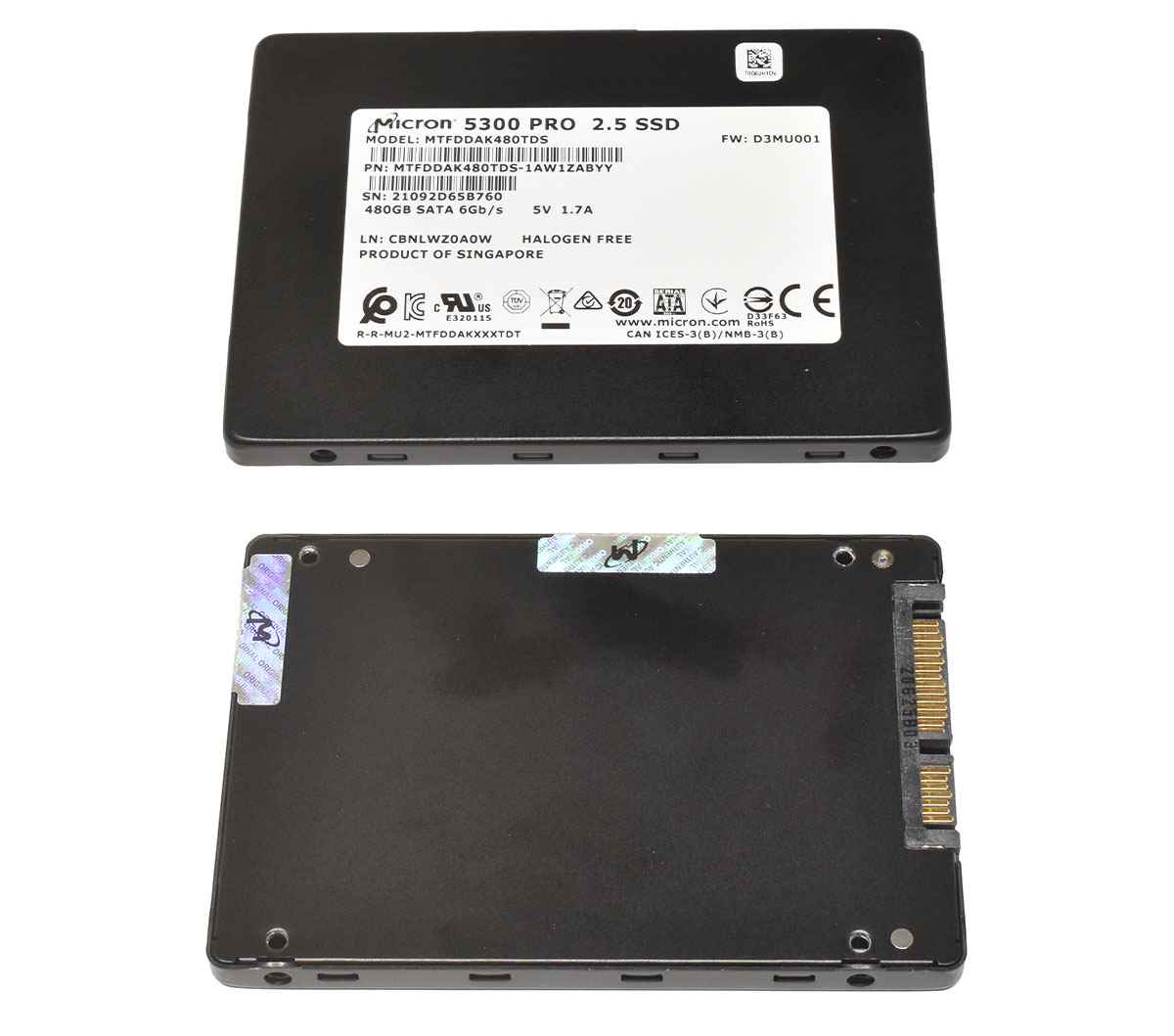 Micron 5300 PRO 2.5 480GB SATA 6G 2.5" SSD MTFDDAK480TDS