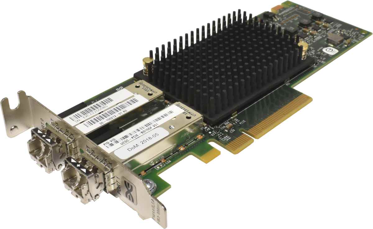 Cisco Emulex UCSC-PCIE-BD16GF Dual-Port 16GB FC PCIe 3.0 x8 Host Bus Adapter 30-100212-01 + 2x GBIC LP Cisco Emulex UCSC-PCIE-BD16GF Dual-Port 16GB FC PCIe 3.0 x8 Host Bus Adapter 30-100212-01 + 2x GBIC LP