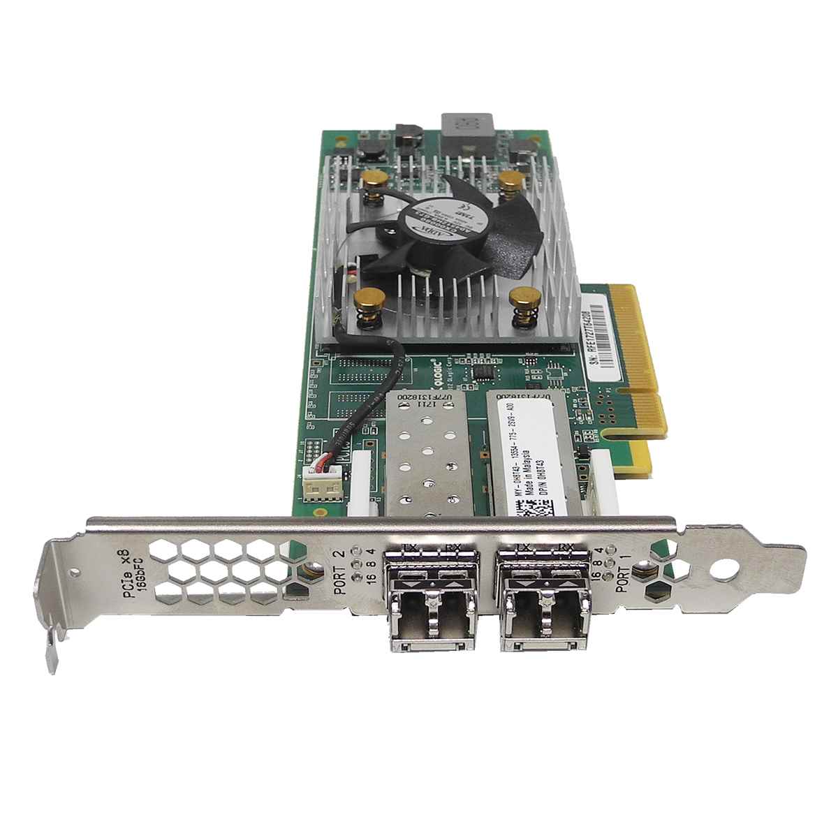 QLogic QLE2662-Dell Dual-Port 16Gb PCIe x8 FC Server Adapter 0H8T43 FP +2x GBICs HP QLogic SN1000Q QLE2662-HP Dual-Port 16Gb PCIe x8 FC Server Adapter QW972A FP +2x GBICs 669765-001 699765-001