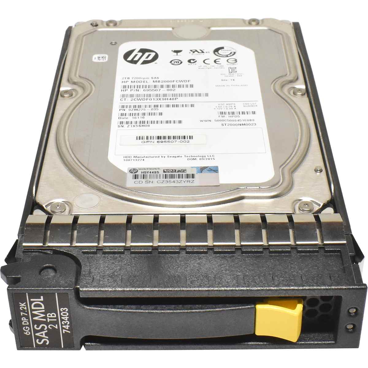 HP 2TB 3.5" 6G 7.2K SAS HDD Festplatte MB2000FCWDF 743403-001 695507-002 mit Rahmen HP 2TB 3.5" 6G 7.2K SAS HDD Festplatte MB2000FCWDF 743403-001 695507-002 mit Rahmen