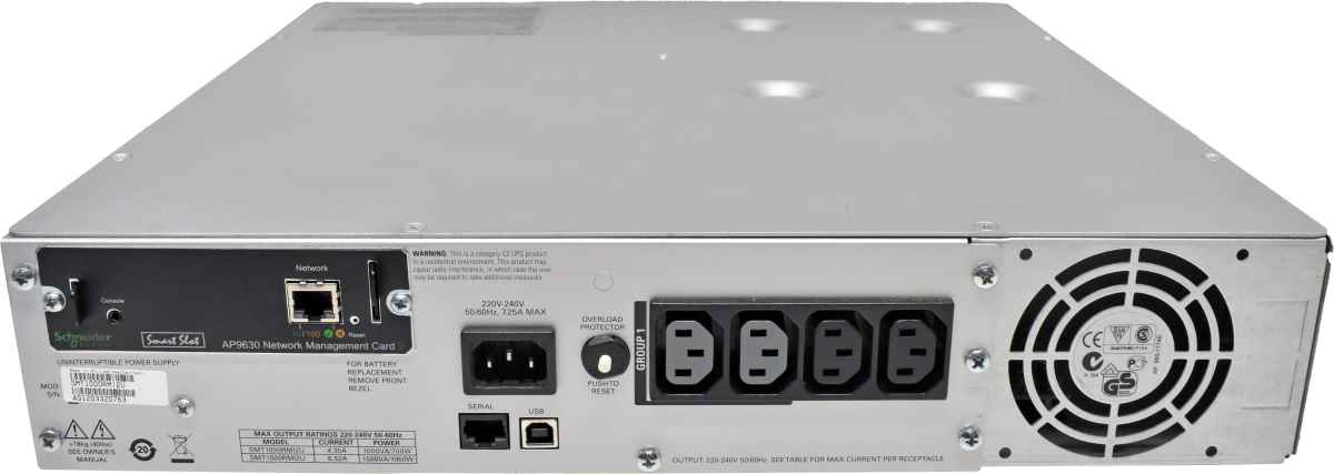 APC Smart UPS SMT1000RMI2U 1000VA 2HE USV +NIC AP9630 no Batteries no Front Bezel
