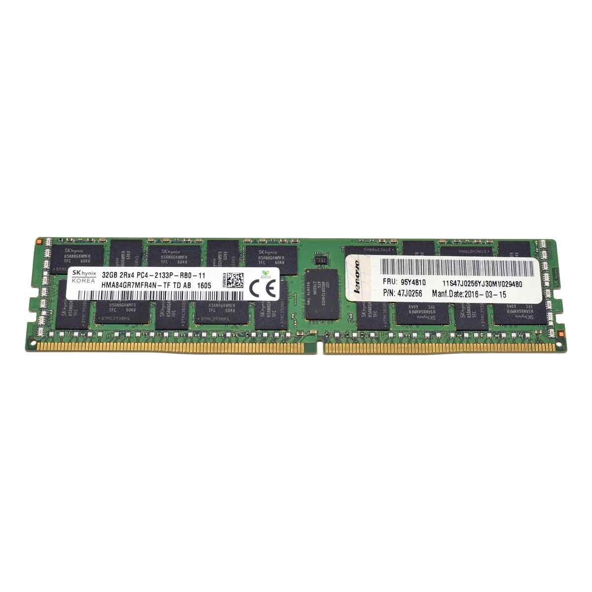Lenovo SKhynix 32GB 2Rx4 PC4-2133P-R DDR4 HMA84GR7MFR4N-TF 95Y4810 47J256 128GB Lenovo SKhynix 4x32GB 2Rx4 PC4-2133P-R DDR4 HMA84GR7MFR4N-TF 95Y4810 47J256