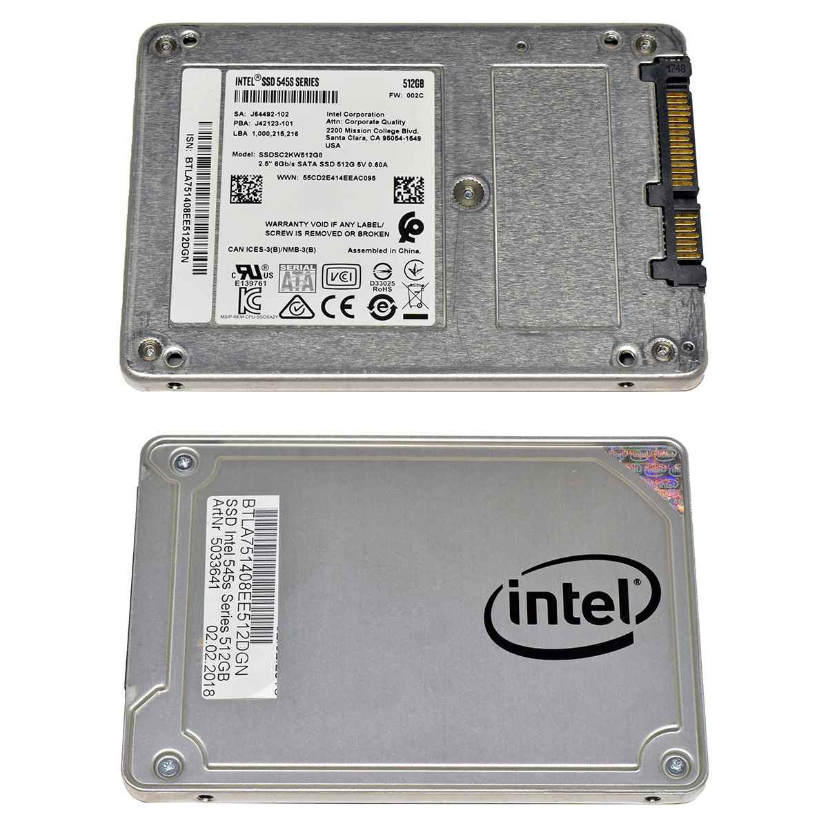 Intel SSD 545s Series SSDSC2KW512G8 512GB 2.5 Zoll SATA SSD Intel SSD 545s Series SSDSC2KW512G8 512GB 2.5 Zoll SATA SSD