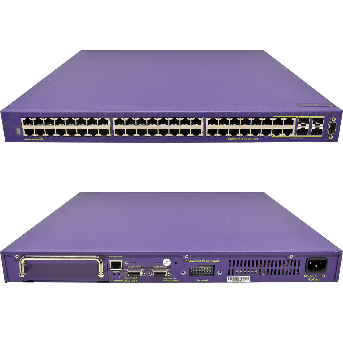 Extreme-Summit-X450a-48t-16157-48-Port-RJ-45-GE-Sw-005.jpg Extreme Summit X450a-48t 16157 48-Port RJ-45 GE Switch 4x 1G SFP