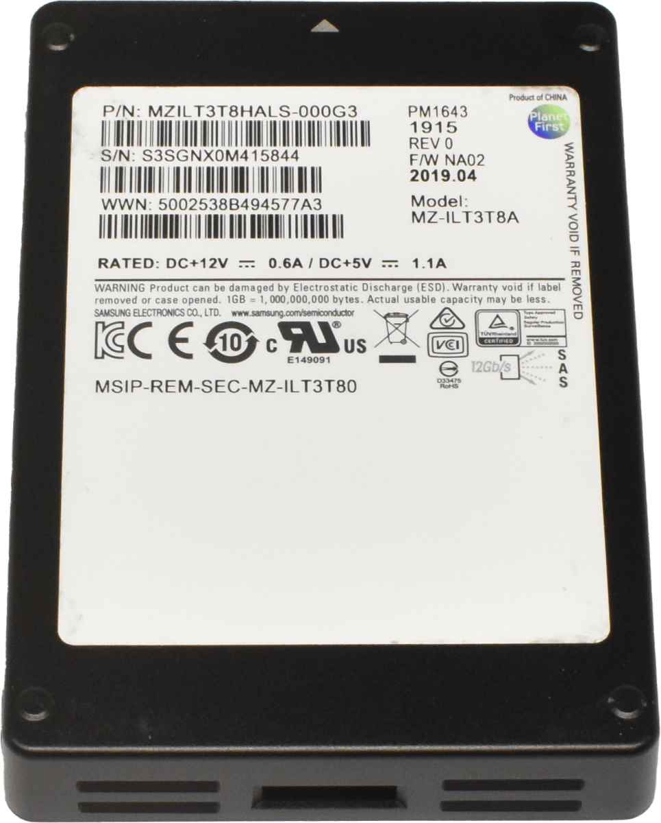 Samsung PM1643 3.84TB 2.5" 12Gbps SAS SSD MZ-ILT3T8A Samsung PM1643 3.84TB 2.5" 12Gbps SAS SSD MZ-ILT3T8A