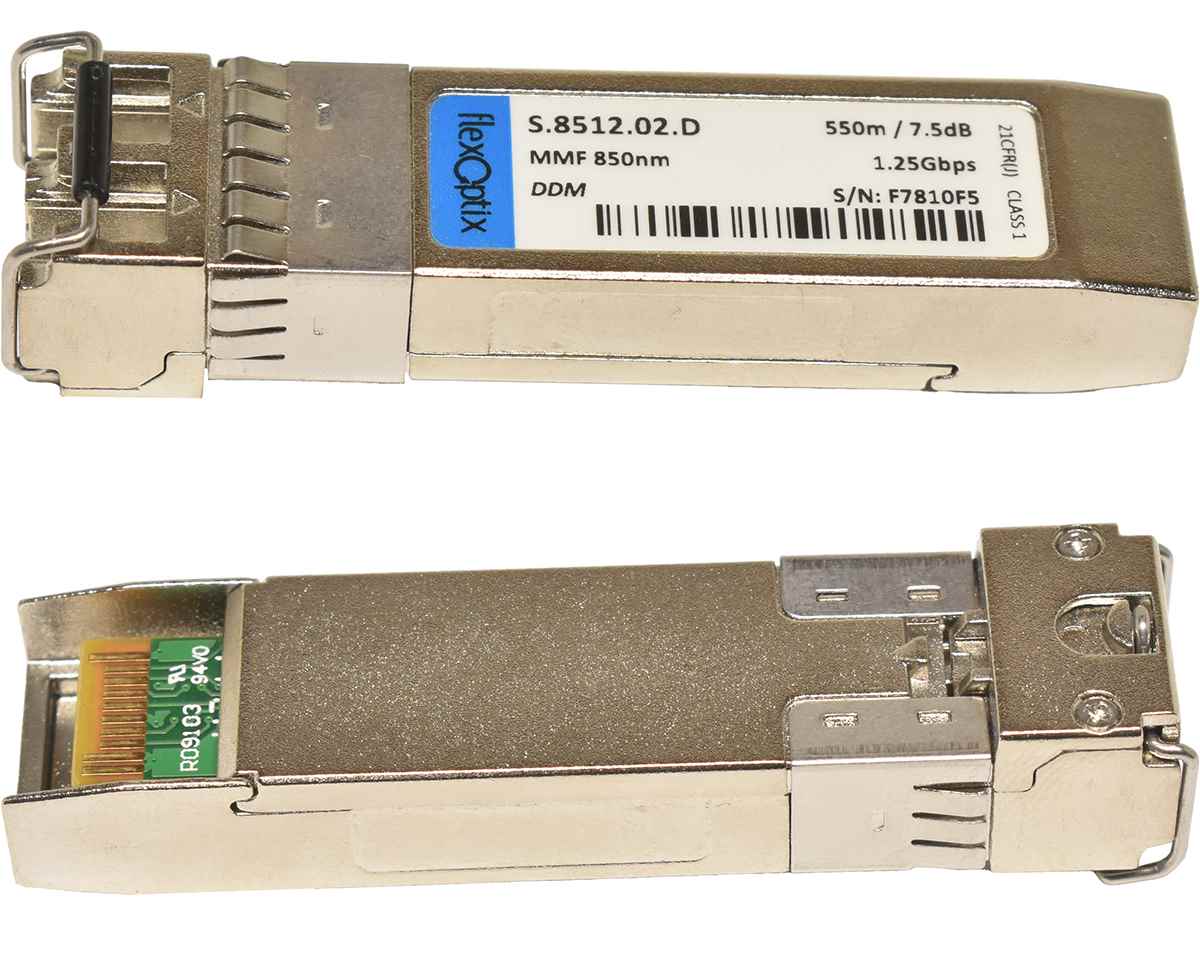 FlexOptix GBIC S.8512.02.D 1.25Gbps SFP MMF 850nm 550m / 7.5dB Transceiver FlexOptix GBIC S.8512.02.D 1.25Gbps SFP MMF 850nm 550m / 7.5dB Transceiver