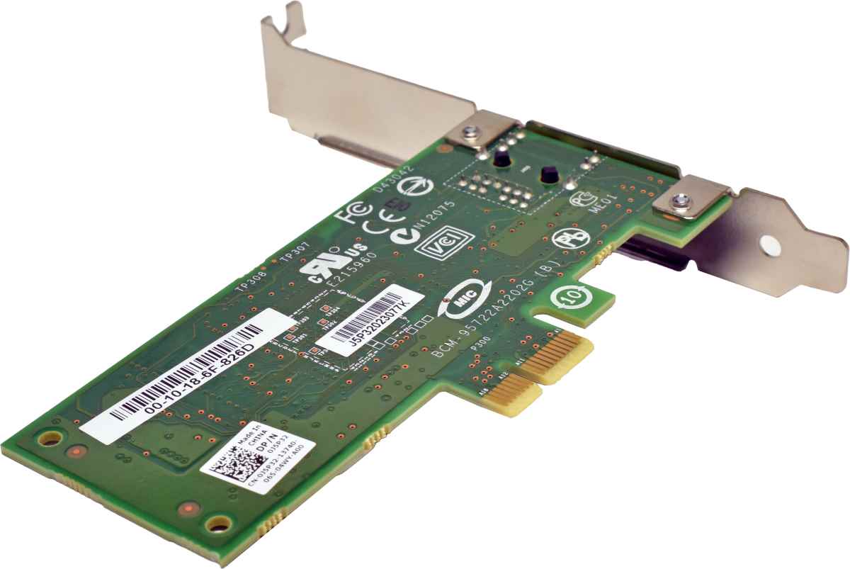 Dell Broadcom 0J5P32 BCM95722A2202G Single-Port NIC GE RJ-45 PCIe x1 FP Dell Broadcom 0J5P32 BCM95722A2202G Single-Port NIC GE RJ-45 PCIe x1 FP