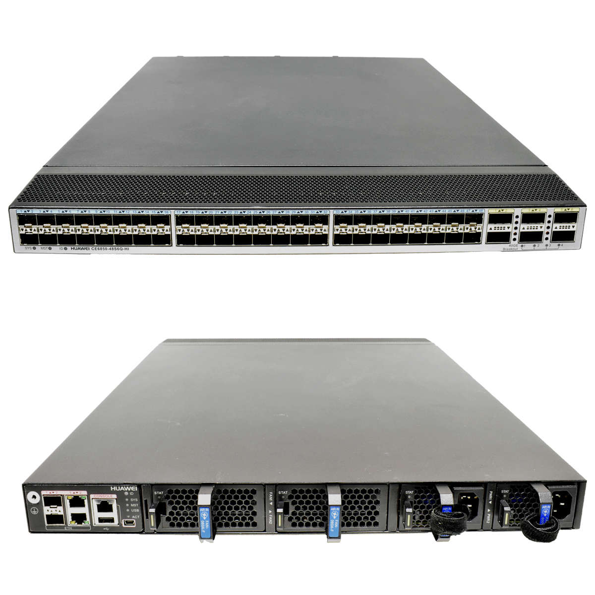 Huawei-Switch-CE6850-48S6Q-HI-48Port-10GE-SFP-6Por-001.jpg Huawei Switch CE6850-48S6Q-HI 48Port 10GE SFP+ 6Port 40GE QSFP+ Managed
