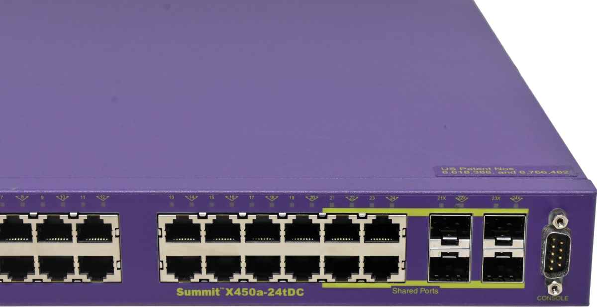 Extreme Summit X450a-24tDC 16153 48-Port RJ-45 GE Switch 4x 1G SFP no PSU Extreme Summit X450a-24tDC 16153 48-Port RJ-45 GE Switch 4x 1G SFP no PSU