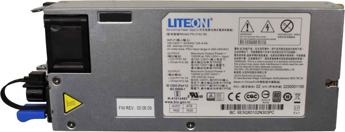 Liteon Power Supply/Netzteil PS-2142-5Q 1400W 80 Plus Platinum für Quanta Liteon Power Supply/Netzteil PS-2142-5Q 1400W 80 Plus Platinum für Quanta
